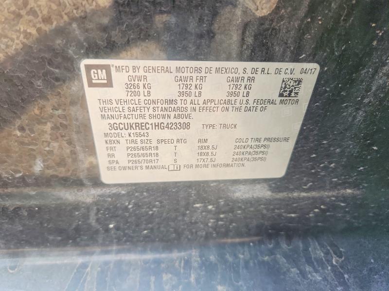 2017 Chevrolet Silverado მანქანა იყიდება აუქციონზე, vin: 3GCUKREC1HG423308, აუქციონის ნომერი: 54461966