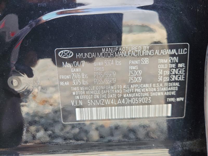 2018 Hyundai Santa Fe Sport მანქანა იყიდება აუქციონზე, vin: 5NMZW4LA4JH059023, აუქციონის ნომერი: 58011626