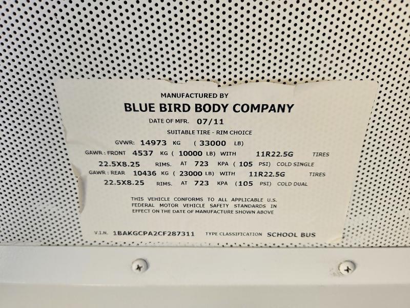 Aukcja sprzedaży 2012 Bluebird Vision, vin: 1BAKGCPA2CF287311, numer aukcji: 52134206