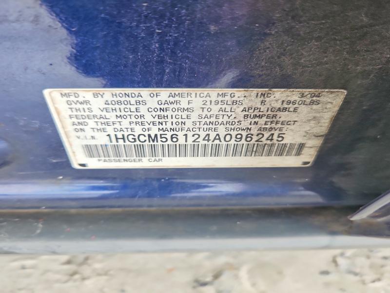 Продаж на аукціоні авто 2004 Honda Accord, vin: 1HGCM56124A096245, номер лоту: 56703256