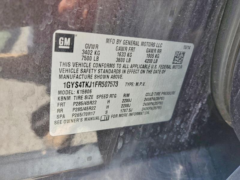 56668816 :رقم المزاد ، 1GYS4TKJ1FR507573 vin ، 2015 Cadillac Escalade مزاد بيع
