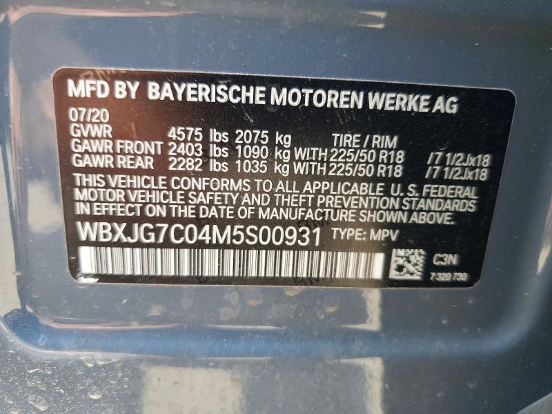 Продажа на аукционе авто 2021 Bmw X1, vin: WBXJG7C04M5S00931, номер лота: 55619546