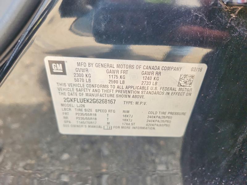 Aukcja sprzedaży 2016 Gmc Terrain, vin: 2GKFLUEK2G6268167, numer aukcji: 58082796