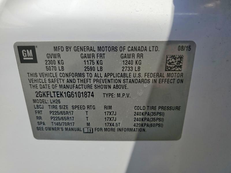 Продаж на аукціоні авто 2016 Gmc Terrain, vin: 2GKFLTEK1G6101874, номер лоту: 55883456