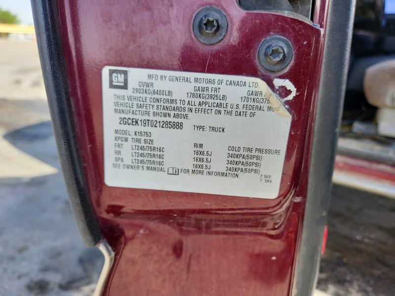 2002 Chevrolet Silverado მანქანა იყიდება აუქციონზე, vin: 2GCEK19T021285888, აუქციონის ნომერი: 55656156