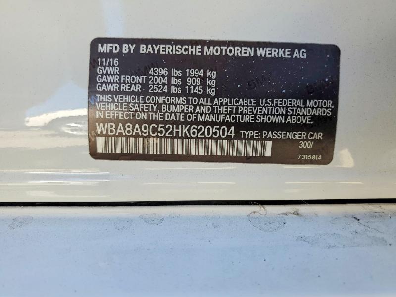 Aukcja sprzedaży 2017 Bmw 320, vin: WBA8A9C52HK620504, numer aukcji: 58121976