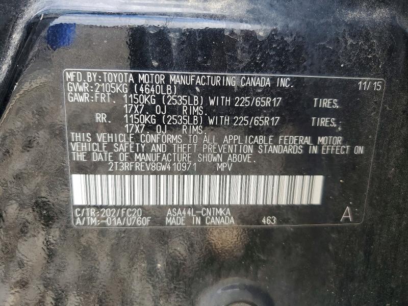 Продаж на аукціоні авто 2016 Toyota Rav4, vin: 2T3RFREV8GW410971, номер лоту: 59006596