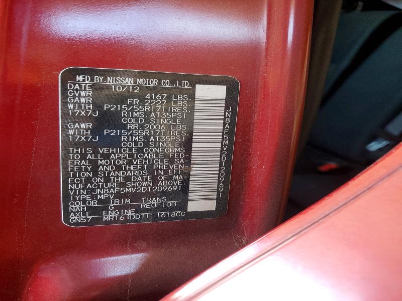53829446 :رقم المزاد ، JN8AF5MV2DT209691 vin ، 2013 Nissan Juke مزاد بيع