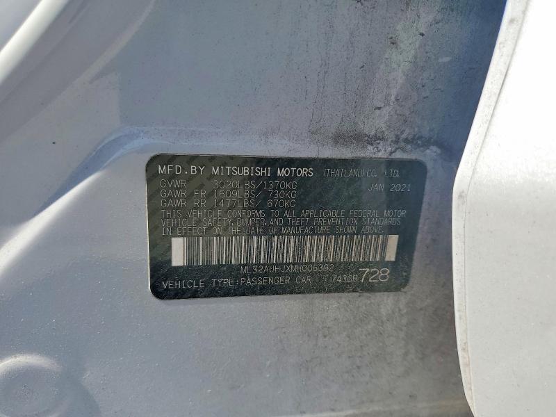 2021 Mitsubishi Mirage მანქანა იყიდება აუქციონზე, vin: ML32AUHJXMH006392, აუქციონის ნომერი: 57051316