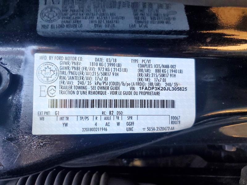 Продажа на аукционе авто 2018 Ford Focus, vin: 1FADP3K20JL305825, номер лота: 85977725
