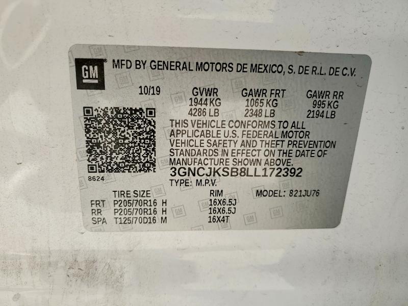 59328086 :رقم المزاد ، 3GNCJKSB8LL172392 vin ، 2020 Chevrolet Trax مزاد بيع