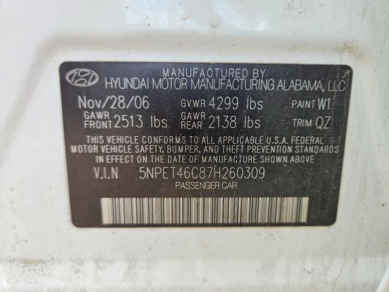 Продаж на аукціоні авто 2007 Hyundai Sonata, vin: 5NPET46C87H260309, номер лоту: 57177846
