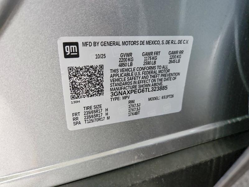 Продаж на аукціоні авто 2026 Chevrolet Equinox, vin: 3GNAXPEG6TL323885, номер лоту: 56785326