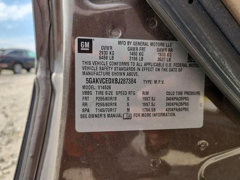 58107716 :رقم المزاد ، 5GAKVCEDXBJ287384 vin ، 2011 Buick Enclave مزاد بيع