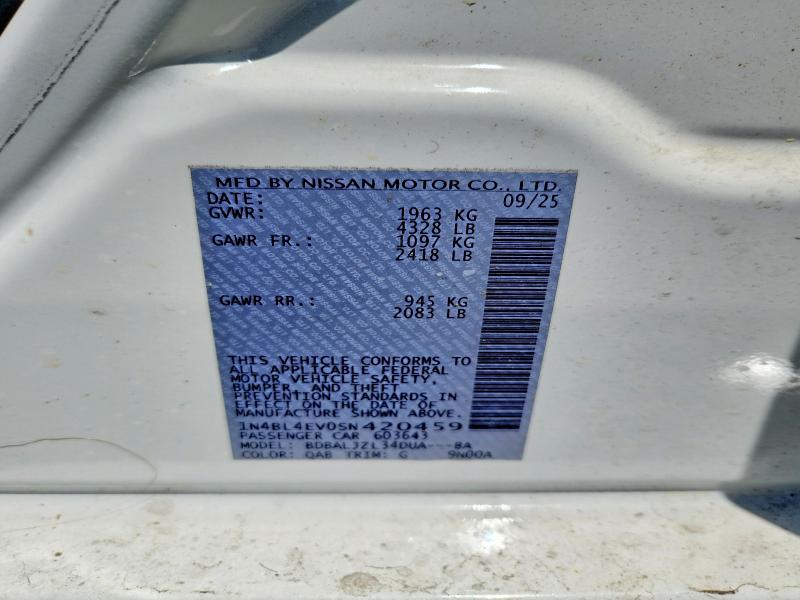 56276116 :رقم المزاد ، 1N4BL4EV0SN420459 vin ، 2025 Nissan Altima مزاد بيع