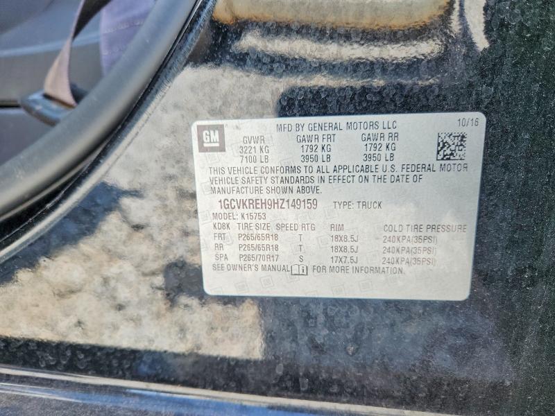 Aukcja sprzedaży 2017 Chevrolet Silverado, vin: 1GCVKREH9HZ149159, numer aukcji: 58040126