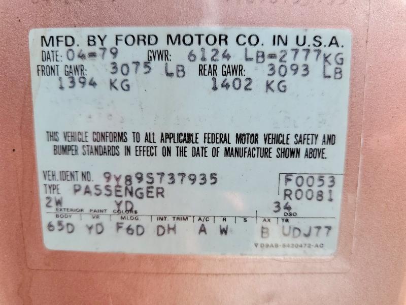 58552226 :رقم المزاد ، 9Y89S737935 vin ، 1979 Lincoln Continital مزاد بيع