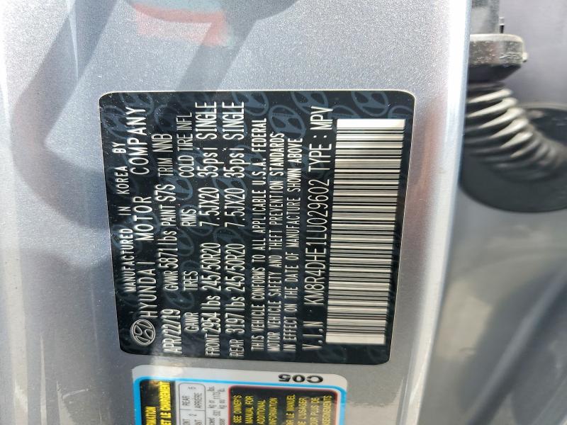 57256016 :رقم المزاد ، KM8R4DHE1LU029602 vin ، 2020 Hyundai Palisade مزاد بيع