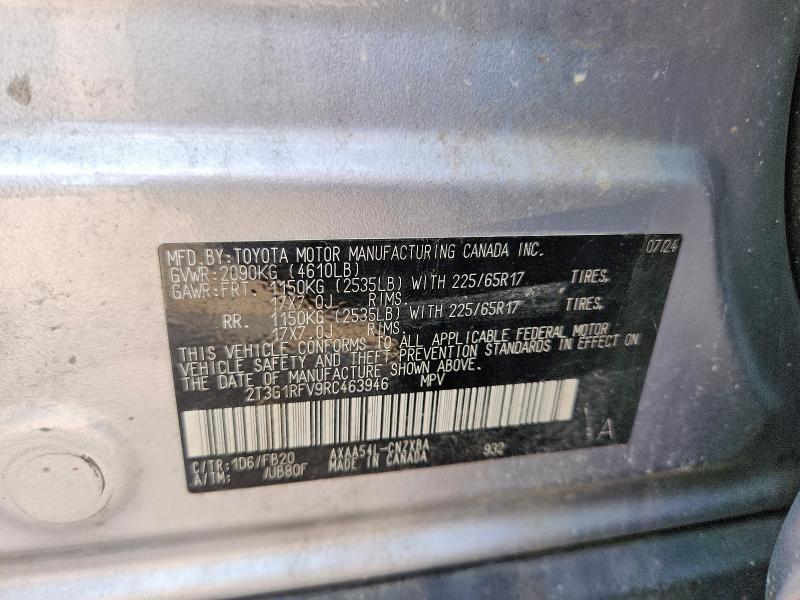 Aukcja sprzedaży 2024 Toyota Rav4, vin: 2T3G1RFV9RC463946, numer aukcji: 57940736