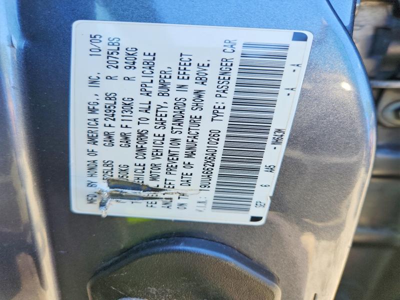 Продажа на аукционе авто 2006 Acura 3.2tl, vin: 19UUA662X6A010260, номер лота: 55132386