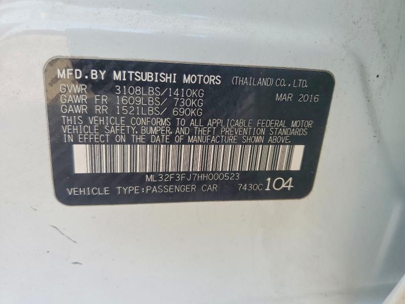Продажа на аукционе авто 2017 Mitsubishi Mirage, vin: ML32F3FJ7HH000523, номер лота: 58320106