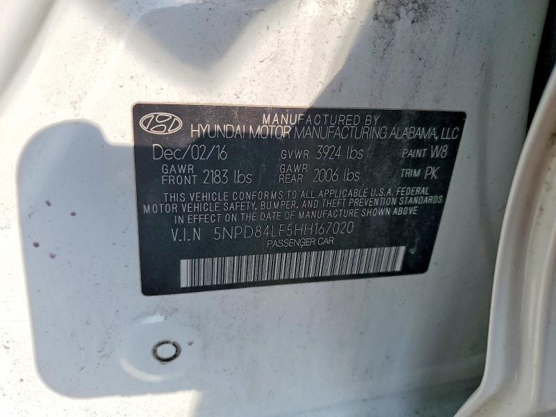 2017 Hyundai Elantra მანქანა იყიდება აუქციონზე, vin: 5NPD84LF5HH167020, აუქციონის ნომერი: 59155066