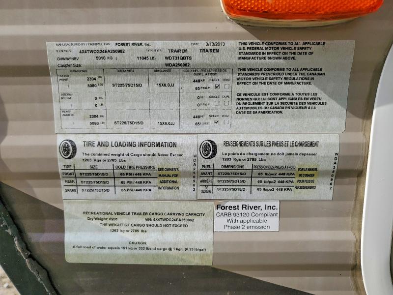 Продажа на аукционе авто 2014 Foresriver Wildwood, vin: 4X4TWDG24EA250962, номер лота: 57137376
