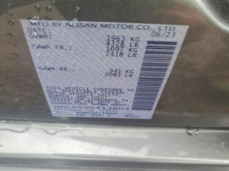 Продажа на аукционе авто 2023 Nissan Altima, vin: 1N4BL4DV2PN413604, номер лота: 58283636