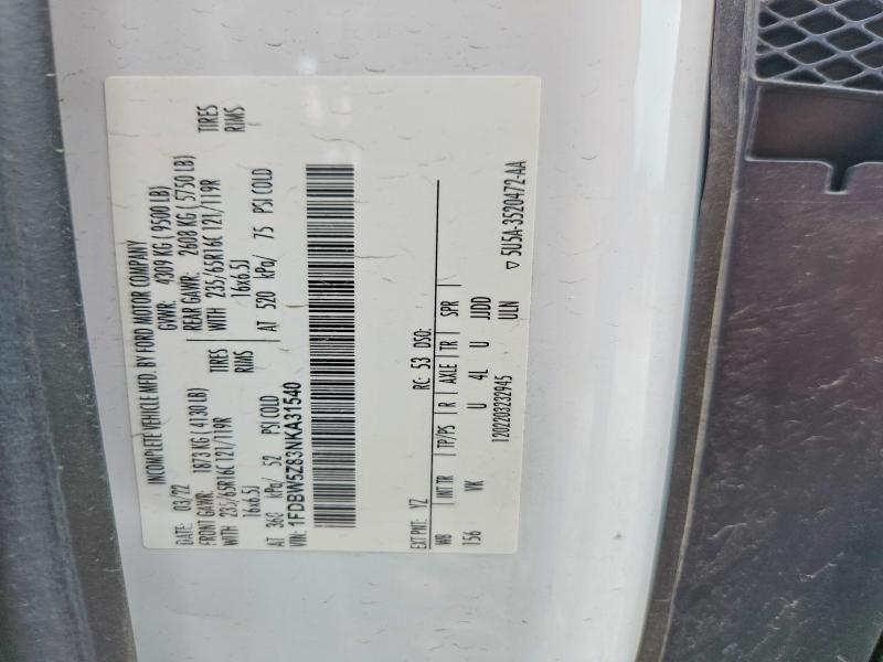 55610746 :رقم المزاد ، 1FDBW5Z83NKA31540 vin ، 2022 Ford Transit مزاد بيع