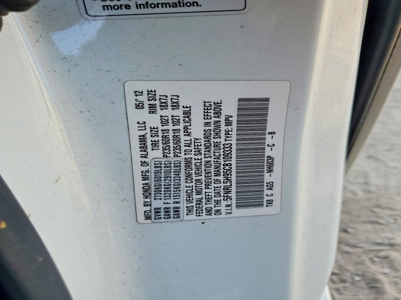 2012 Honda Odyssey მანქანა იყიდება აუქციონზე, vin: 5FNRL5H95CB109333, აუქციონის ნომერი: 56835976