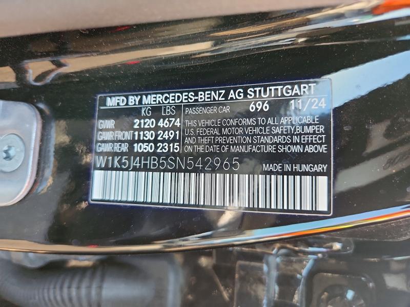 2025 Mercedes-benz Cla მანქანა იყიდება აუქციონზე, vin: W1K5J4HB5SN542965, აუქციონის ნომერი: 58304696