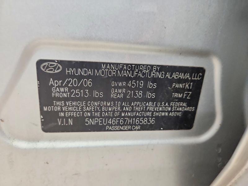 Продаж на аукціоні авто 2007 Hyundai Sonata, vin: 5NPEU46F67H165836, номер лоту: 56736846