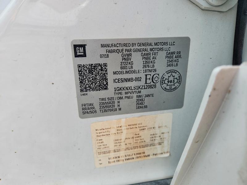 Aukcja sprzedaży 2019 Gmc Acadia, vin: 1GKKNXLS1KZ120828, numer aukcji: 54722326