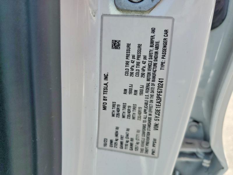 Продажа на аукционе авто 2023 Tesla Model 3, vin: 5YJ3E1EA3PF670241, номер лота: 57561486