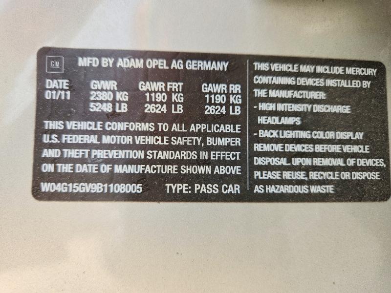 Aukcja sprzedaży 2011 Buick Regal, vin: W04G15GV9B1108005, numer aukcji: 56649836