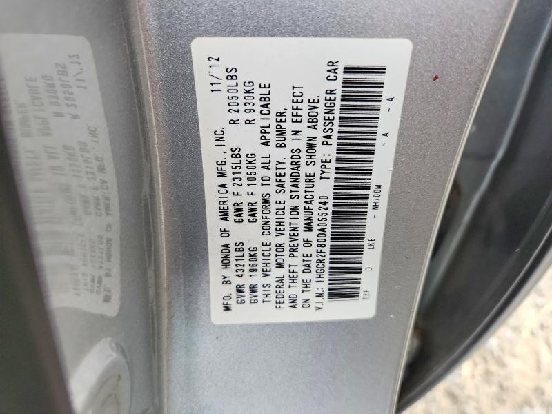 Продажа на аукционе авто 2013 Honda Accord, vin: 1HGCR2F80DA055240, номер лота: 55321176