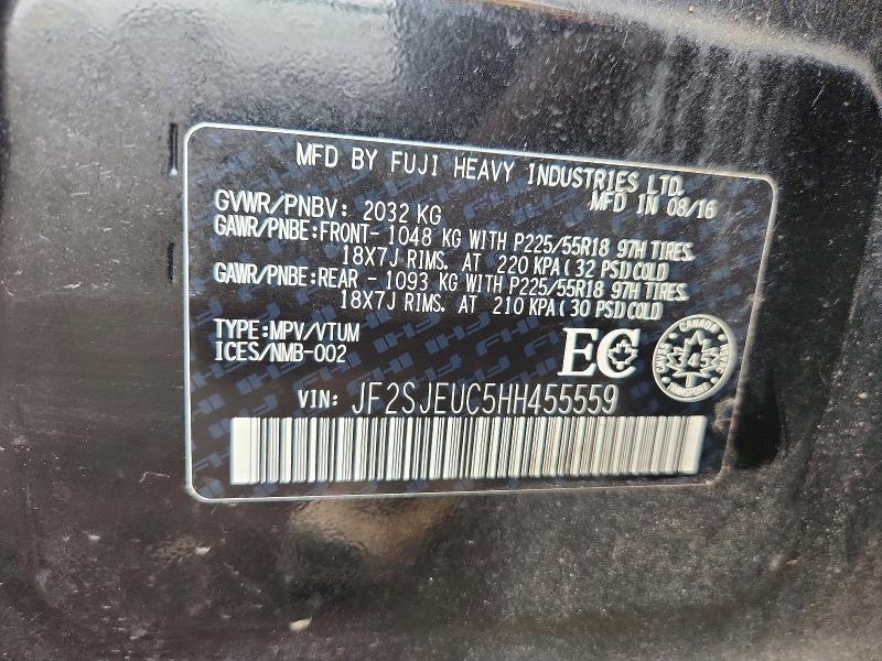 58756646 :رقم المزاد ، JF2SJEUC5HH455559 vin ، 2017 Subaru Forester مزاد بيع