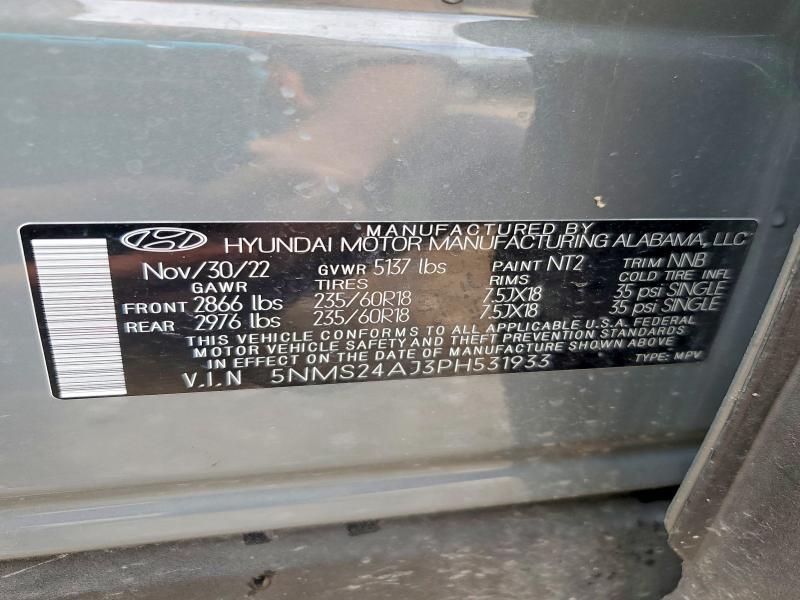 Aukcja sprzedaży 2023 Hyundai Santa Fe, vin: 5NMS24AJ3PH531933, numer aukcji: 57687426