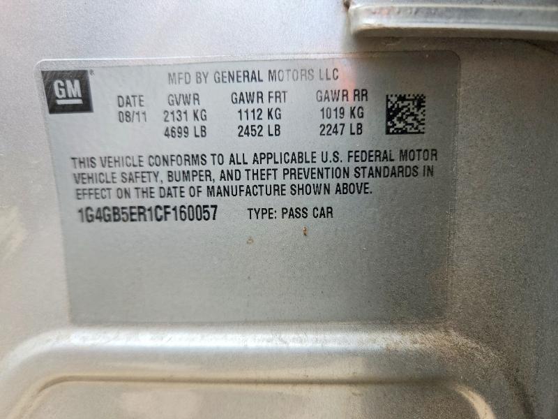 2012 Buick Lacrosse მანქანა იყიდება აუქციონზე, vin: 1G4GB5ER1CF160057, აუქციონის ნომერი: 57523376