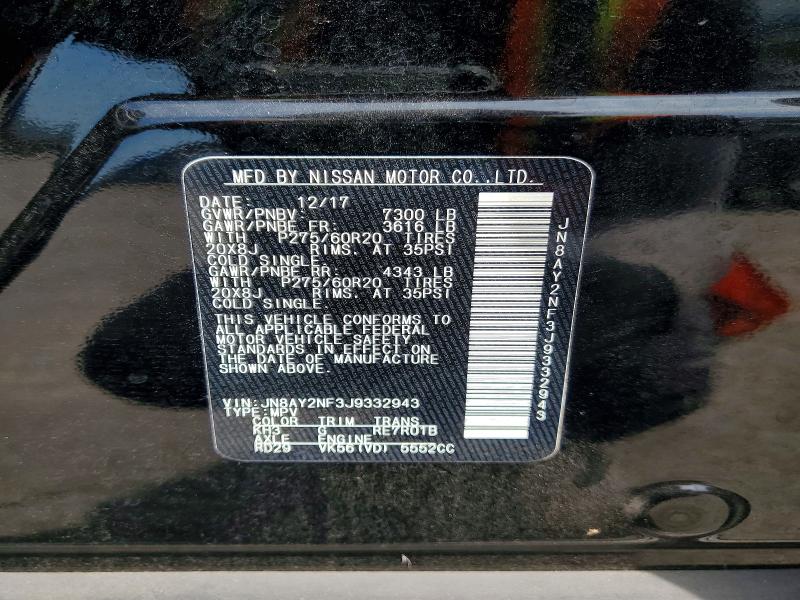 Aukcja sprzedaży 2018 Nissan Armada, vin: JN8AY2NF3J9332943, numer aukcji: 56262046