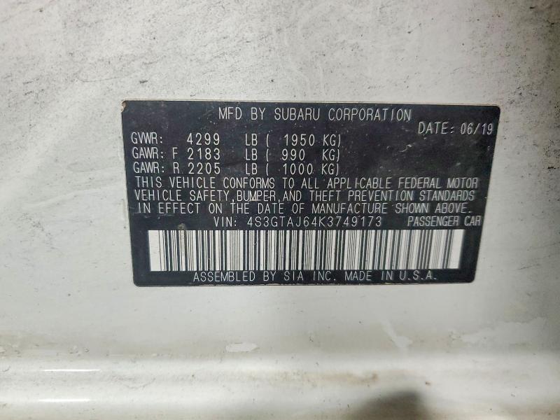 Aukcja sprzedaży 2019 Subaru Impreza, vin: 4S3GTAJ64K3749173, numer aukcji: 59177596