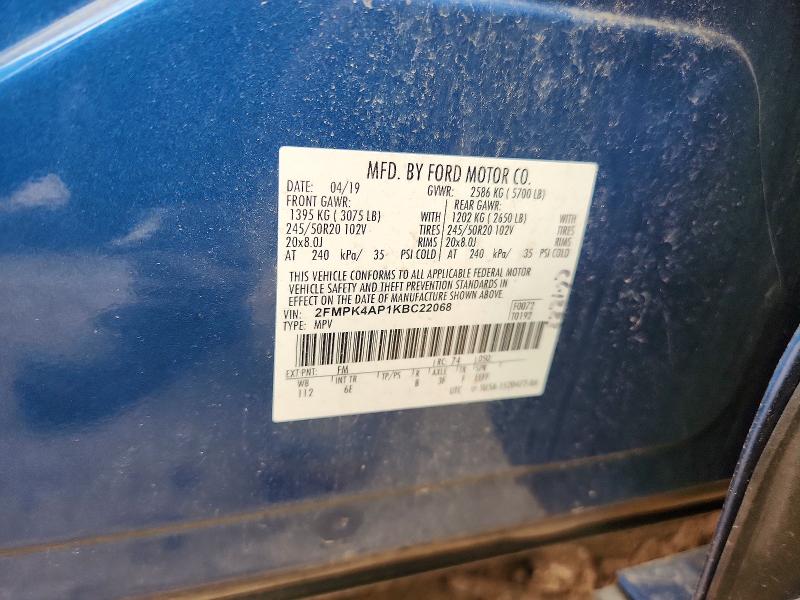 Продаж на аукціоні авто 2019 Ford Edge, vin: 2FMPK4AP1KBC22068, номер лоту: 56862566