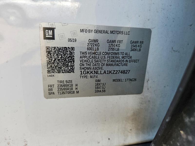 Продажа на аукционе авто 2019 Gmc Acadia, vin: 1GKKNLLA1KZ274827, номер лота: 57261436