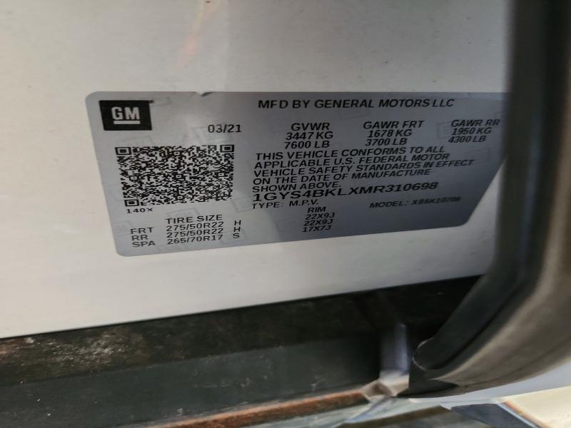 56346126 :رقم المزاد ، 1GYS4BKLXMR310698 vin ، 2021 Cadillac Escalade مزاد بيع