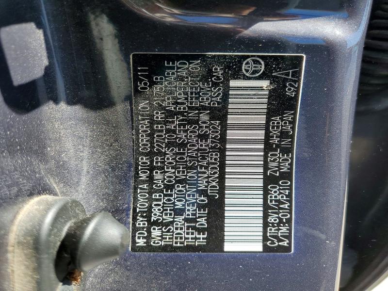 Aukcja sprzedaży 2011 Toyota Prius, vin: JTDKN3DU5B1373024, numer aukcji: 55515186