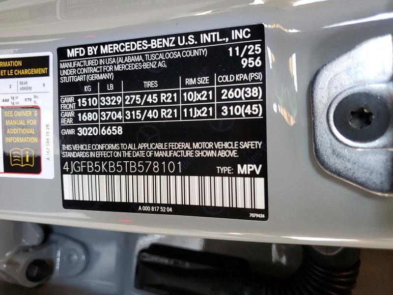 58071246 :رقم المزاد ، 4JGFB5KB5TB578101 vin ، 2026 Mercedes-benz Gle مزاد بيع