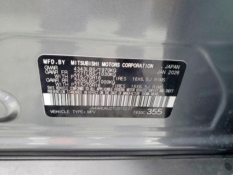 2026 Mitsubishi Outlander Sport მანქანა იყიდება აუქციონზე, vin: JA4ARUAU2TU015237, აუქციონის ნომერი: 55937446