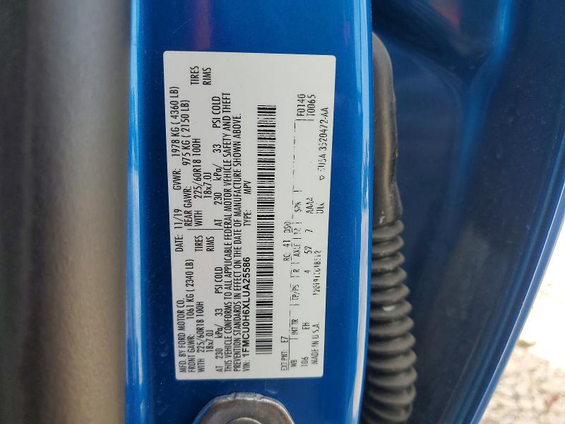 2020 Ford Escape მანქანა იყიდება აუქციონზე, vin: 1FMCU0H6XLUA25586, აუქციონის ნომერი: 56316256