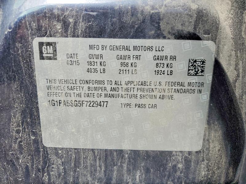 2015 Chevrolet Cruze მანქანა იყიდება აუქციონზე, vin: 1G1PA5SG5F7229477, აუქციონის ნომერი: 57063086