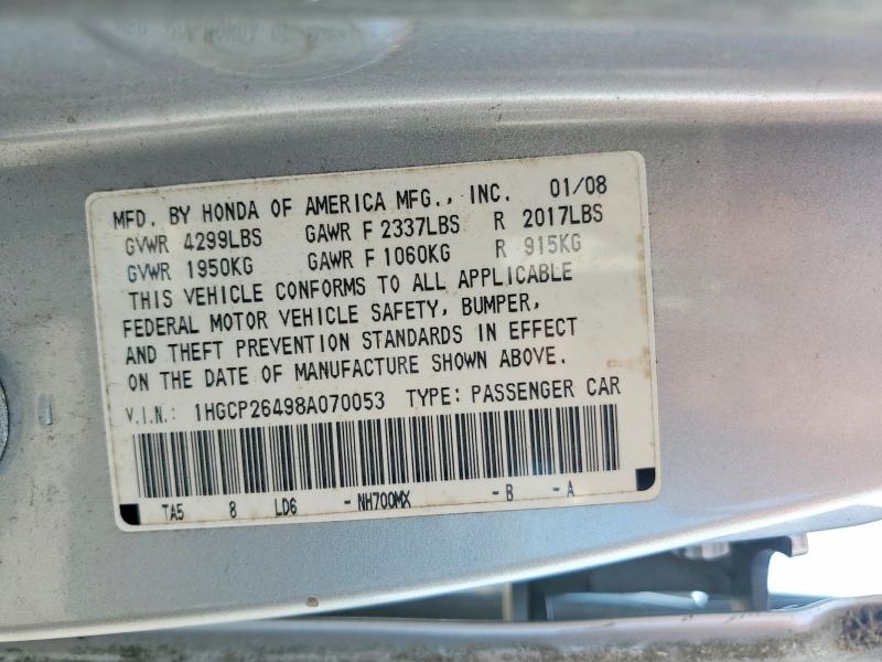 Aukcja sprzedaży 2008 Honda Accord, vin: 1HGCP26498A070053, numer aukcji: 56028396